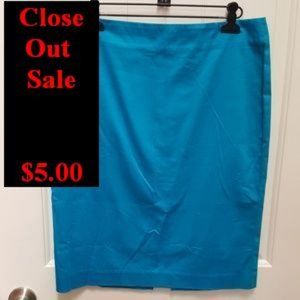 Body by Victoria Turquoise Blue Cotton Pencil Skir
